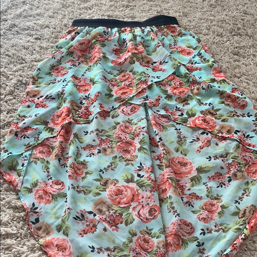 Lemon drop high to low flowery skirt
